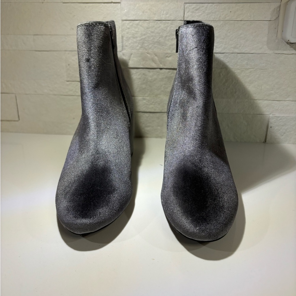 Silver Suede Booties